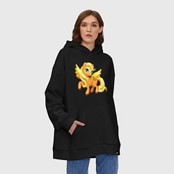 Толстовка-худи оверсайз Золотой единорожка, цвет: черный — фото 2