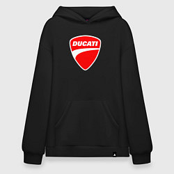 Толстовка-худи оверсайз DUCATI ДУКАТИ ЭМБЛЕМА, цвет: черный