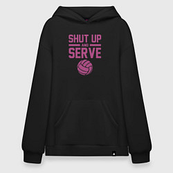 Толстовка-худи оверсайз Shut Up And Serve, цвет: черный