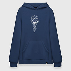 Толстовка-худи оверсайз Вегвизир Vegvisir Руна Z, цвет: тёмно-синий