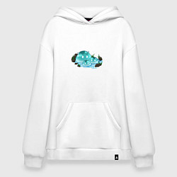 Толстовка-худи оверсайз Слаймы в пруду, цвет: белый