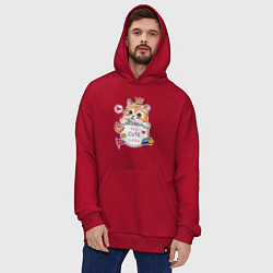 Толстовка-худи оверсайз Котенок в кармане, цвет: красный — фото 2