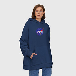 Толстовка-худи оверсайз Pepe Pepe space Nasa, цвет: тёмно-синий — фото 2
