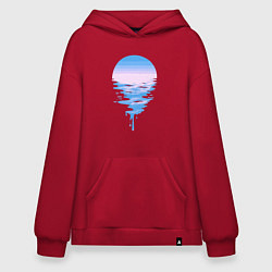 Толстовка-худи оверсайз Луна море, цвет: красный