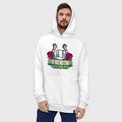 Толстовка-худи оверсайз Lucky 13, цвет: белый — фото 2