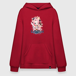 Толстовка-худи оверсайз Диона Diona Genshin Impact, цвет: красный