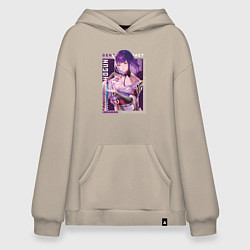 Худи оверсайз Райдэн Shogun Raiden с надписями Genshin Impact