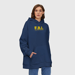 Толстовка-худи оверсайз FBI Женского тела инспектор, цвет: тёмно-синий — фото 2