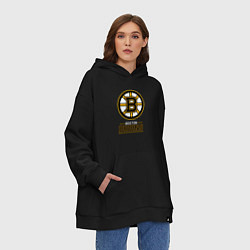 Толстовка-худи оверсайз Boston Bruins , Бостон Брюинз, цвет: черный — фото 2