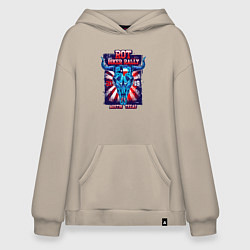 Толстовка-худи оверсайз Ралли байкеров, цвет: миндальный