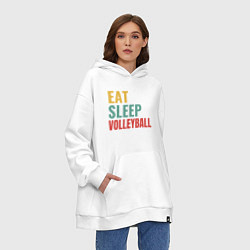 Толстовка-худи оверсайз Eat - Sleep - Volleyball, цвет: белый — фото 2