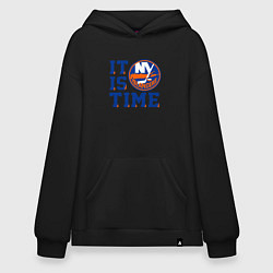Толстовка-худи оверсайз It Is New York Islanders Time Нью Йорк Айлендерс, цвет: черный