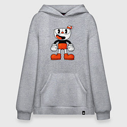 Толстовка-худи оверсайз Cuphead красная чашечка, цвет: меланж