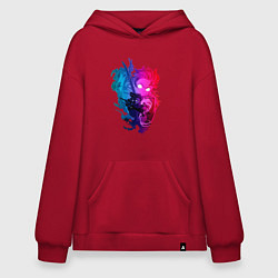 Толстовка-худи оверсайз Танджиро Камадо в ярости Клинок рассекающий демоно, цвет: красный