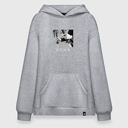 Толстовка-худи оверсайз Самурай Никогда не сдавайся, цвет: меланж