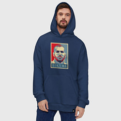 Толстовка-худи оверсайз Obey - Benzema, цвет: тёмно-синий — фото 2