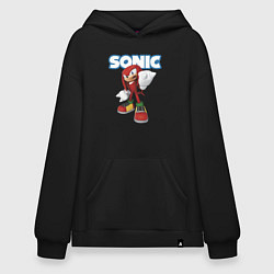 Толстовка-худи оверсайз Knuckles Echidna Sonic Video game Ехидна Наклз Вид, цвет: черный