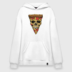 Толстовка-худи оверсайз Pizza - Skull, цвет: белый