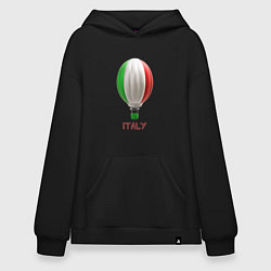 Толстовка-худи оверсайз 3d aerostat Italy flag, цвет: черный