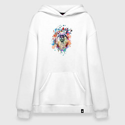 Толстовка-худи оверсайз Lynx - рысь, цвет: белый