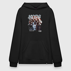 Толстовка-худи оверсайз Уличный стиль:музыка надежды, цвет: черный