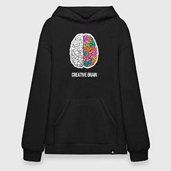 Толстовка-худи оверсайз Creative Brain, цвет: черный