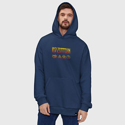 Толстовка-худи оверсайз Led Zeppelin - logotype, цвет: тёмно-синий — фото 2
