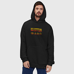 Толстовка-худи оверсайз Led Zeppelin - logotype, цвет: черный — фото 2