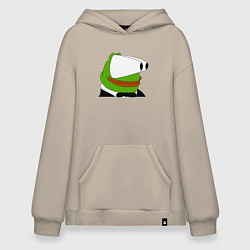 Толстовка-худи оверсайз Booba Pepe, цвет: миндальный