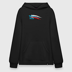 Толстовка-худи оверсайз Моя страна - Россия, цвет: черный