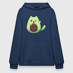 Толстовка-худи оверсайз Avocado green cat, цвет: тёмно-синий