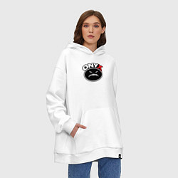 Толстовка-худи оверсайз Onyx - black logo, цвет: белый — фото 2