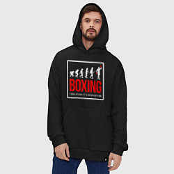 Толстовка-худи оверсайз Boxing evolution its revolution, цвет: черный — фото 2