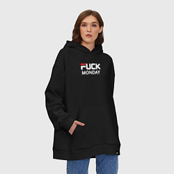 Толстовка-худи оверсайз Fuck monday, fila, anti-brand, цвет: черный — фото 2