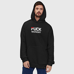 Толстовка-худи оверсайз Fuck monday, fila, anti-brand, цвет: черный — фото 2