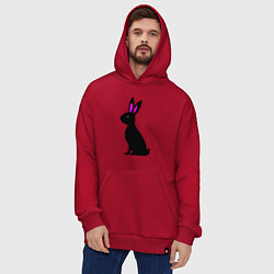 Толстовка-худи оверсайз Черный кролик, цвет: красный — фото 2