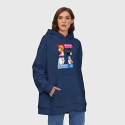 Толстовка-худи оверсайз Ичиго и Рукия, цвет: тёмно-синий — фото 2