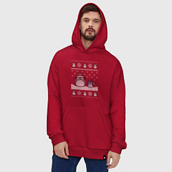 Толстовка-худи оверсайз Новогодние тоторики - ugly sweater, цвет: красный — фото 2