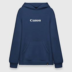 Толстовка-худи оверсайз Canon - белый логотип, цвет: тёмно-синий