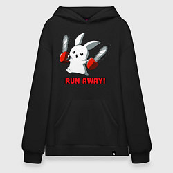 Толстовка-худи оверсайз Rabbit run away, цвет: черный