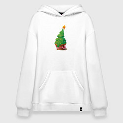 Толстовка-худи оверсайз Елочка в виде капкейка, цвет: белый