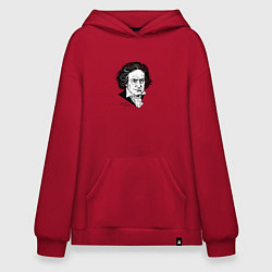 Толстовка-худи оверсайз Людвиг ван Бетховен, цвет: красный
