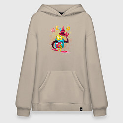 Толстовка-худи оверсайз Человечек с шляпой, цвет: миндальный