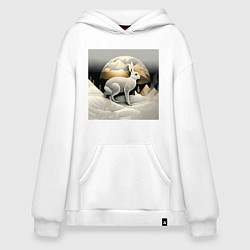 Толстовка-худи оверсайз Заяц символ 2023 Нового года кролик, цвет: белый