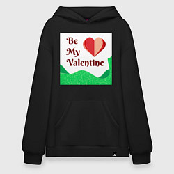 Толстовка-худи оверсайз Романтичная валентинка с сердцем, цвет: черный