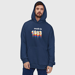 Толстовка-худи оверсайз Made in 1983 liquid art, цвет: тёмно-синий — фото 2