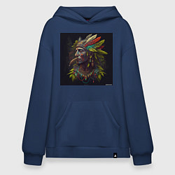 Толстовка-худи оверсайз Яркий индеец, цвет: тёмно-синий