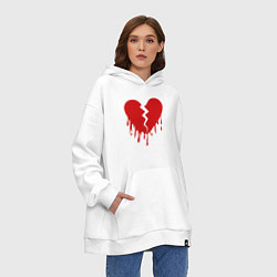 Толстовка-худи оверсайз Большое разбитое сердце, цвет: белый — фото 2