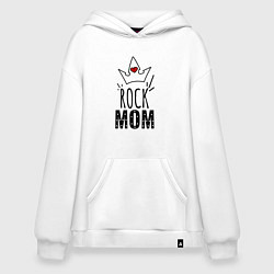 Толстовка-худи оверсайз Rock mom надпись с короной, цвет: белый