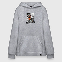 Толстовка-худи оверсайз Дайки Аоминэ на фоне манги, цвет: меланж